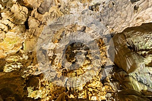 Dong Thien Cung cave on Dau Go Island this is one of the most beautiful caves in Halong Bay, Vietnam