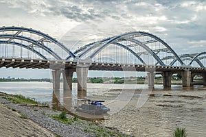 Tru bridge crossing Red River in Hanoi, Vietnam