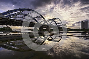 Dong Tru bridge crossing Red River in Hanoi, Vietnam