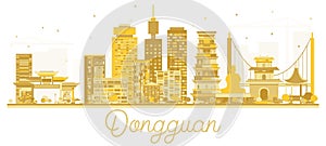 Dongguan China City skyline golden silhouette. photo