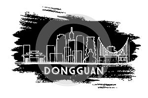 Dongguan China City Skyline Silhouette. Hand Drawn Sketch photo