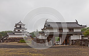 Donjon and Main Gate of Shiroishi Castle, Japan photo