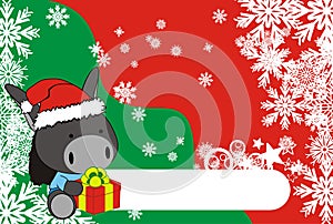 Donkey baby claus cartoon xmas background