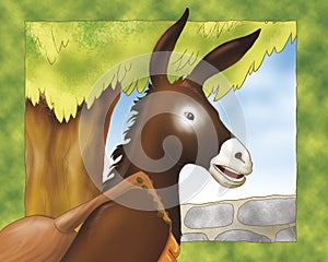 Donkey with balalaika- fairy tale