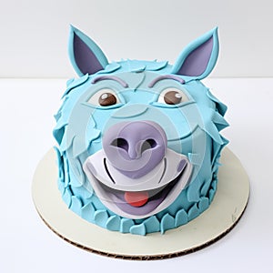 Blue Animal Portrait Cake With Caninecore Aesthetic photo