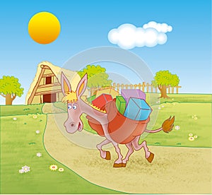 Donkey carrying load