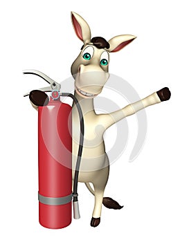 Donkey cartoon character with fire extinguisher