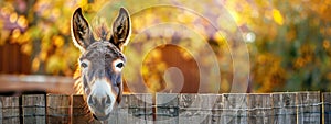 donkey close-up on a farm background