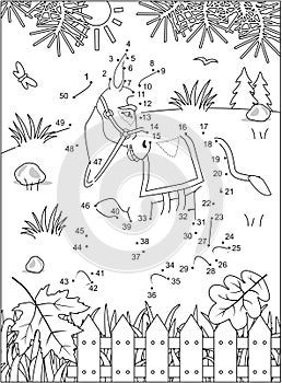 Donkey dot-to-dot and coloring page activity sheet