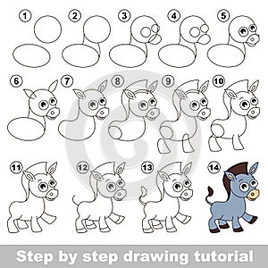 Donkey. Drawing tutorial.