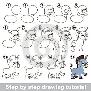 Donkey. Drawing tutorial. photo