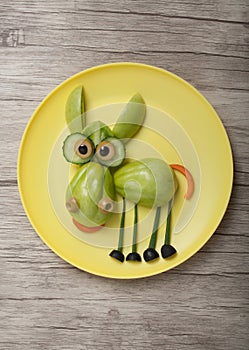 Donkey made of green tomato