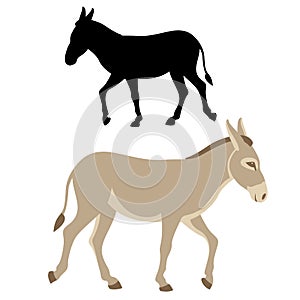 Donkey silhouette vector illustration flat style profile