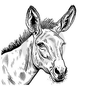 Donkey sketch hand drawn Vector illustration Farm animals