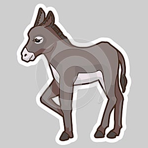 The donkey is standing. Isolated vector clipart for Christmas Nativity Scene