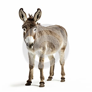 Donkey Standing On White Background In Juergen Teller Style