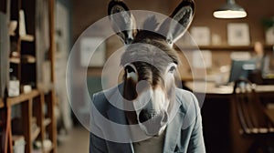 Donkey in suit. Successful businessman. Generative AI