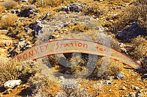 Donkey taxi station sign, island of Crete, Greece