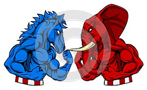 Donkey vs Elephant Politics American Election Concept