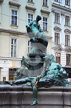 The Donner Fountain (Donnerbrunnen) in Neuer Markt in Vienna, Au