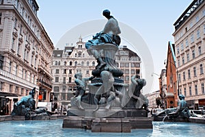 The Donner Fountain (Donnerbrunnen) in Neuer Markt in Vienna, Au