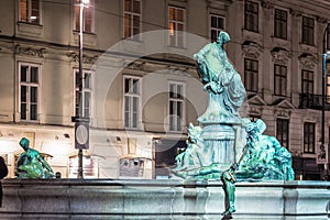 Donnerbrunnen fountain in Vienna in Christmas time