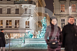 Donnerbrunnen fountain in Vienna in Christmas time