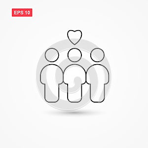 Donors people vector icon with heart 5