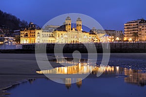 Donostia/San Sebastian City Hall at night, Spain