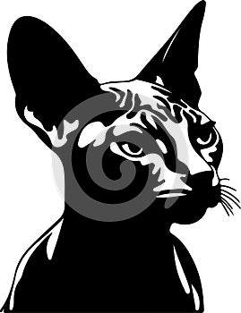 Donskoy Don Sphynx Cat Black Silhouette Generative Ai