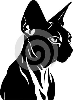 Donskoy Don Sphynx Cat Black Silhouette Generative Ai