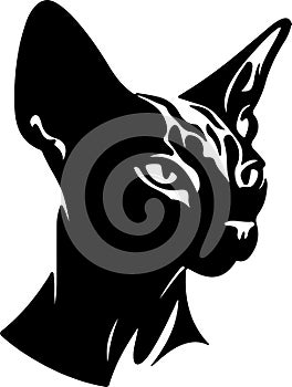 Donskoy Don Sphynx Cat Black Silhouette Generative Ai