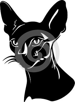 Donskoy Don Sphynx Cat Black Silhouette Generative Ai