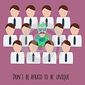 Dont be afraid to be unique motivation illustration