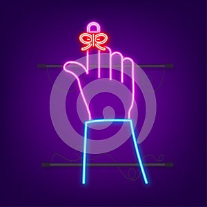 Dont Forget reminder. Rope bow on finger pointing. Vector stock illustration