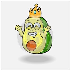 Dont Know Smile expression with Avocado Fruit Crown Mascot Character Cartoon