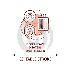 Dont leave heaters unattended terracotta concept icon