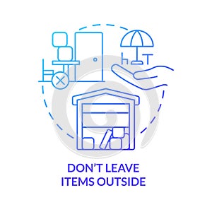 Dont leave items outside blue gradient concept icon