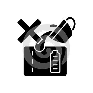 Dont spill on powerbank black glyph manual label icon