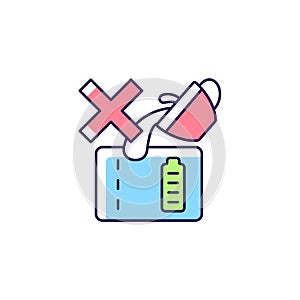 Dont spill on powerbank RGB color manual label icon