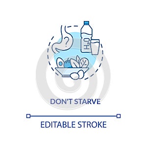 Dont starve concept icon. Wine tasting advice idea thin line illustration. Avoiding getting drunk, drinking water