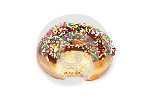 Donut with Bite Missing Isolated on White