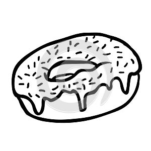 Donut black with glaze cartoon illustration
