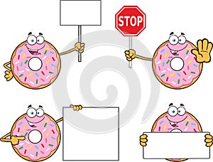 Donut Cartoon Mascot Character Set 2. Collection