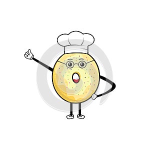 Donut cheff charracter vector illustration