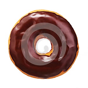 Donut with chocolate glazing isolated