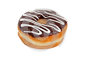 Donut with Chocolate Icing on a White Background