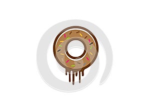 Donut with chocolate and sprinkles on the top for logo