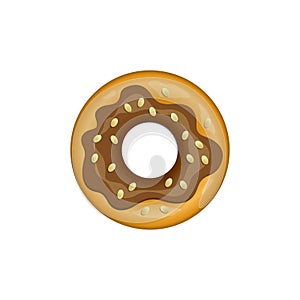 Donut colored cartoon fast food vector icon