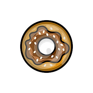 Donut colored with contour fast food vector icon